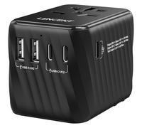 LENCENT 6 en 1 Adaptateur Prise Universelle avec 3 USB-C et 2 USB-A | Adaptateur Voyage France vers Anglaise UK Irlande USA Canada Australie Chine Japon Thaïlande - Types A/C/G/I, Noir
