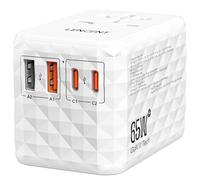 LENCENT 65W Adaptateur Voyage Universel Prise avec 2 USB et 3 USB-C Adaptateur Prise électrique Charge Rapide International vers UK AU USA Canada Italie Australie Chine Japon Thaïlande Blanc