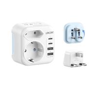 LENCENT Adaptateur de Voyage combiné de Type D et G avec 2 USB-C & 2 USB-A | Pliable Prise de voyage pour Maldives Sri Lanka Tanzanie Zanzibar Ghana Adaptateur de prise de voyage Adaptateur