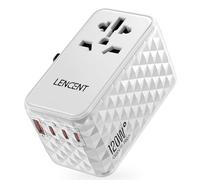LENCENT Adaptateur de Voyage International Charge Rapide 120W, Chargeur Universel de Voyage avec 1 USB-A & 3 USB-C, Prise Internationale Voyage Accessoires USA Anglaise Japon Australie Chine, Blanc