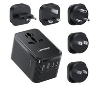 LENCENT Adaptateur de Voyage Universel 28W, 3 USB C + 2 USB A, Prise International Compatible États-Unis, Angleterre, Japon, Maldives, Sri Lanka, Australie et Inde (Type A/C/D/G/I)