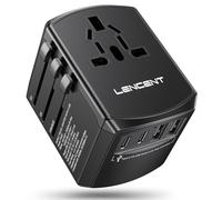 LENCENT Adaptateur de Voyage Universel, Adaptateur International avec 2 Ports USB et 2 Ports USB C, Adaptateur Prise Mondial pour Le Japon, Thaïlande, USA, Angleterre, Australie Types A B G I D L M N