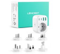 LENCENT Adaptateur de Voyage Universel Type A, B, C, D, G, I - 6 fiches détachables, Prise Internationale pour USA, UK, Japon, Inde, Costa Rica, Mexique, Thaïlande, Maldives, Sri Lanka, Australie