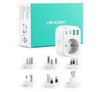LENCENT Adaptateur de Voyage Universel Type BDGILO 6 fiches détachables | Prise Internationale pour USA, UK, Inde, Costa Rica, Mexique, Thaïlande, Maldives, Sri Lanka, Australie, Italie