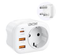 LENCENT Adaptateur Prise Afrique du Sud,4 en 1 Adaptateur Voyage France vers Afrique du Sud avec 2 USB A et 1 Type C(20W) Adaptateur Type M pour Namibie, Swaziland, Lesotho et Bhoutan, Blanc