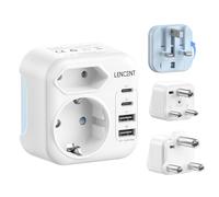 LENCENT Adaptateur Prise Afrique du Sud, Adaptateur Sri Lanka Type D G et M | avec 2 USB C 2 USB A, Prise Pliable Voyager en Inde, Népal, Bhoutan, Pakistan, Botswana, Namibie, Zimbabwe,Tanzanie