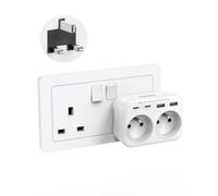 LENCENT Adaptateur Prise Anglaise/UK/Angleterre et Française avec 2 Ports USB et 2 Ports USB-C adapté à Irlande, Royaume-Uni, Écosse, électrique Mâle UK/Femelle France, Type G