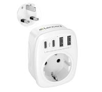 LENCENT Adaptateur Prise Anglaise UK Angleterre France Adaptateur de Voyage avec 2 USB et 2 Type-C, Prise Française FR vers GB 3 Broches pour Royaume-Uni Irlande Bretagne Écosse Maldives Type G