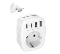 LENCENT Adaptateur Prise Italien Chargeur Voyage Italie 2 USB et 2 Type-C | Europe FR 2 Broches vers US 3 Broches pour Italie, Chili, Saint-Marin, Vatican, Uruguay, Syrie, Érythrée, Libye Type L