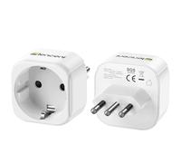 LENCENT Adaptateur Prise Italienne, Adaptateur de Voyage Type L, Adaptateur France vers Italie, Chili, Saint-Marin, Vatican, Uruguay, Syrie, Érythrée, Libye, 2 Pièces