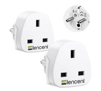 LENCENT Adaptateur Prise UK vers France/Europe, Prise Type G vers Type E, Adaptateur pour appareils électriques Britanniques vers la France, Prise Anglaise vers française 2 Pièces