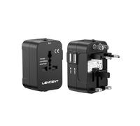 LENCENT Adaptateur Prise Universelle, Prise Voyage, 1 Prise & 2 USB A, Adaptateur International pour USA/UK/Australie/Canada/Chine/Japon, à Utiliser dans Plus de 200 Pays, Compact Pliable Sécurisé