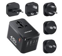 LENCENT Adaptateur Prise Universelle Type D/G/C/I/A, 45W 3 USB C et 2 USB A | Adaptateur Universel de Voyage France vers UK USA Canada Inde Sri Lanka Irlande Australie Thaïlande Japon Chine