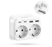 LENCENT Adaptateur Prise USA Américaine Canada, Prise Européenne | avec 2 Ports USB et 2 Ports USB-C adapté aux États-Unis Mexique Thaïlande，Adaptateur Mâle USA Femelle France Type B