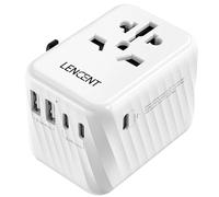 LENCENT Adaptateur Universel de Voyage 5,6A, 3 USB-C et 2 USB-A, Adaptateur Voyage France vers USA Canada UK Australie Chine Japon - Types A/C/G/I, Blanc