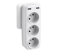 LENCENT Multiprise 5 en 1 Murale Prise avec Multiple Secteur USB, Chargeur avec 3 Sortie AC 16A, 4000W et 2 Ports USB, Murale Electrique Idéal pour Chambre Bureau Domicile