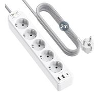 LENCENT Multiprise 8 en 1 avec 5 Prises de Courant et 2 USB-A et 1 USB-C