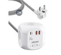 LENCENT Multiprise Cube PD 20W avec 4 Prises CA, Rallonge Electrique 2M