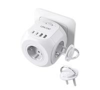 LENCENT Multiprise Murale Cube Europe Prise Interrupteur 4 Prises & 2 Type C & 2 USB Chargeur 8 en 1, Adaptateur Secteur 4000W, Convient pour la Maison, Bureau, Compatible avec Phone