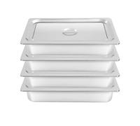 LENDISIY Lot de 4 bols à panure en acier inoxydable - Récipient alimentaire GN avec couvercle - Récipient rectangulaire pour restauration - Pour buffet