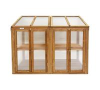 Lendo Online Serre de Jardin pour Fleurs Légumes Fruits - Mini Serre en Bois - Châssis de Jardin avec Toiture à 2 ou 4 Pans - Bois d'épicéa et Polycarbonate (120x49x97,5cm (Marron))