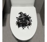 Leniutor 1 autocollant d'Halloween pour abattant de toilettes, motif tête de mort en 3D - Décoration murale effrayante amovible pour maison hantée (sorcière)