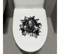 Leniutor 1 autocollant d'Halloween zombie pour abattant de toilettes, motif tête de mort en 3D, décoration murale effrayante amovible pour maison hantée (zombie femelle)