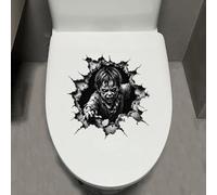 Leniutor 1 autocollant d'Halloween zombie pour abattant de toilettes, motif tête de mort en 3D, décoration murale effrayante amovible pour maison hantée (enfant)