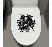 Leniutor 1 autocollant d'Halloween zombie pour abattant de toilettes, motif tête de mort en 3D, décoration murale effrayante amovible pour maison hantée (boucher)