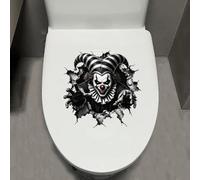 Leniutor 1 autocollant pour abattant de toilettes, motif clown d'Halloween en 3D, motif tête de mort, décoration murale amovible effrayante pour maison hantée (clown)