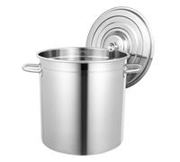 LENJKYYO Marmite en acier inoxydable - 35 litres - Grande capacité - Casserole avec couvercle argenté - Polie - Pour cuisinière - Inclut couvercle - 35 cm x 36 cm x 0,4 mm