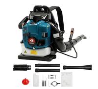 LENJKYYO Souffleur à feuilles à essence 75,6 cc, moteur 4 temps, sac à dos, souffleur de feuilles avec 2,6 kW / 7000 tr/min, collecteur de feuilles, volume d'air de 498 ft³/s pour cour et jardin