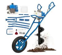 LENJKYYO Tarière Thermique 63cc 2 Temps 2,2kW, Tarière à Essence avec Roue, Forage 300mm, Tariere Thermique pour Perceuse de Terre, Outil Creuser Trou pour Agriculture Jardin
