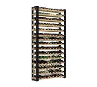 Lenmar Loft Casier à bouteilles en pin, cadre noir, 135 bouteilles, 204 cm | Range bouteille vin 15 niveaux, style industriel, H 204 x L 104 x P 27 cm, pieds réglables, pour cave, cellier et salon