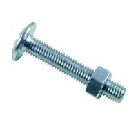 LENNIE, Boulon poêlier tête ronde large, Ø5x20, Boulons poêlier tête ronde large,en acier zingué blanc, Empreinte fendue en croix, avec écrou hexagonal, Livré avec écrou, Boite de 200