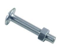 LENNIE, Boulon poêlier tête ronde large, Ø6x35, Boulons poêlier tête ronde large,en acier zingué blanc, Empreinte fendue en croix, avec écrou hexagonal, Livré avec écrou, Boite de 100