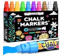 Lenski 10 Stylo Craie Pour Tableau Noir Effacable, Marqueur Craie Effacable | 3 en 1 Feutre Crai e, 10mm Effacable Stylo Craie, Feutre Craie pour le Verre Fenêtre, Idee Cadeau Noel Original