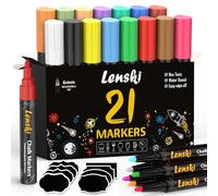 Lenski 21 Stylo Craie Pour Tableau Noir Effacable, Marqueur Craie Effacable | 6mm Feutre Crai e, 10mm Effacable Stylo Craie, Feutre Craie pour le Verre Fenêtre, Idee Cadeau Noel Original