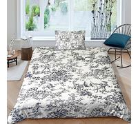 LENTLY Motif de la Toile de Jouy Parure De Lit 3D Housse De Couette pour Garçon Et Adolescent Housse De Couette Housses De Couettes Microfibre 2 Pièces avec Fermeture Éclair Single（135x200cm）