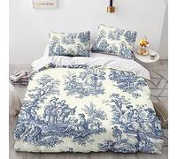 LENTLY Motif of Toile De Jouy Housses De Couettes Microfibre 3 Piècesavec Fermeture Éclair,pour Adultes Hommes Jeunes Garçons Enfants Housse De Couette Double（200x200cm）