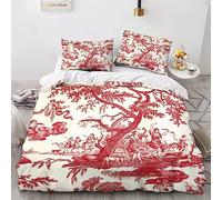 LENTLY Motif of Toile De Jouy Housses De Couettes Parure De Lit pour Housse De Couette en Microfibre Douce avec Fermeture Éclair, 3 Pièces Housse De Couette Et Taie d'oreiller King（220x240cm）