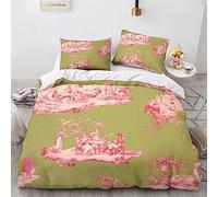 LENTLY Motif of Toile De Jouy Parure De Lit 3 Pièces pour Impression 3D Housse De Couette en Microfibre Hypoallergique avec Fermeture Éclair Housses De Couettes King（220x240cm）