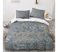 LENTLY Motif of Toile De Jouy Parure De Lit Adulte 3D Housse De Couette avec Fermeture Éclair, 3 Pièces Housse De Couette Et Taie d'oreiller Microfibre King（220x240cm）