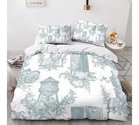 LENTLY Motif of Toile De Jouy Parure De Lit pour Enfants Adultes, Ensemble De Housse De Couette pour Garçons, Ensemble De Literie avec Taie d'oreiller Double（200x200cm）
