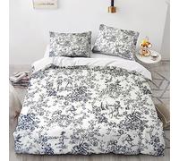 LENTLY Motif of Toile De Jouy Sets De Housses De Couettes 3D,Imprimé Microfibre Parure De Lit 3 Pièces avec Fermeture Éclair Housse De Couette Et Taies d'oreiller Double（200x200cm）