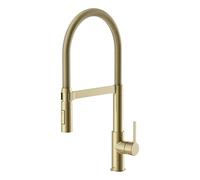 Lenz Robinet de cuisine Aluna doré - Douchette flexible avec 2 types de jet - Surface anti-traces de doigts - Cartouche céramique de qualité supérieure et buse mélangeuse de marque - 46070541