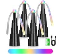 LEOFI Lot de 4 éventails anti-mouches pour tables, ventilateurs d'insectes, lames holographiques souples pour pique-nique, fête, repas en extérieur et intérieur