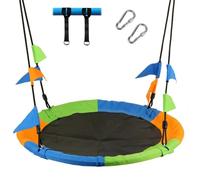 Leogreen Balançoire Nid d'Oiseau Ø 120 cm, Charge Maximale 300 kg, Hauteur Réglable 100-180cm, avec Sangles de Suspension, Idéale pour Jardin & Plein Air (Multicolore)