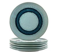 Leonardo 018544 Matera Lot de 6 assiettes en céramique lavables au lave-vaisselle 6 assiettes rondes en grès Bleu Ø 22,5 cm