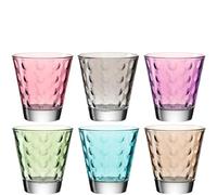 Verres à eau avec cercles en relief multicolore - Lot de 6 assortis OPTIC